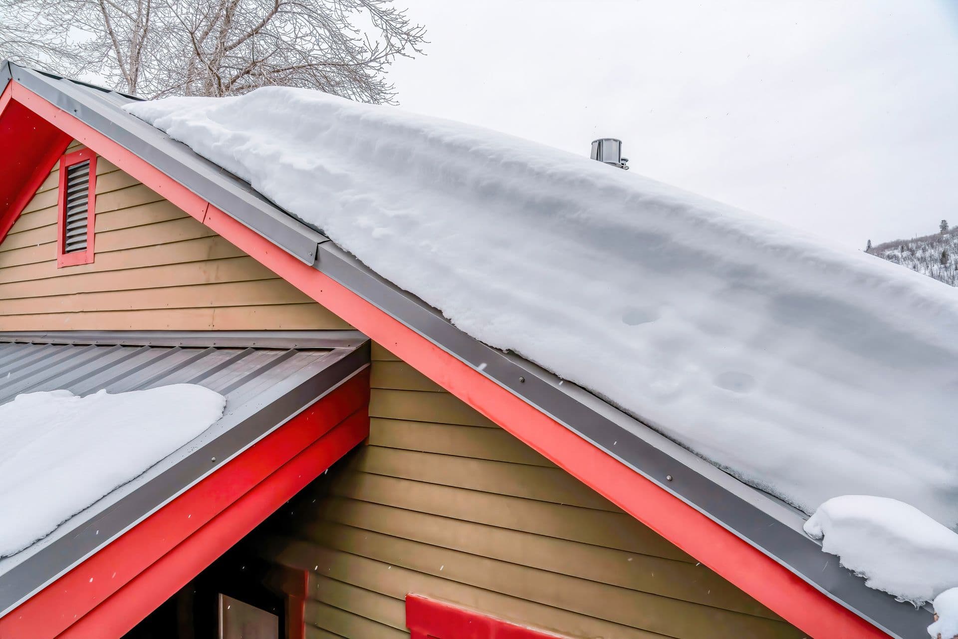 Metal Roof Covered in Snow